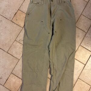 VTG 90s Carhartt B136 Tan Double Knees Canvas Dungaree Carpenter Pants 34x32